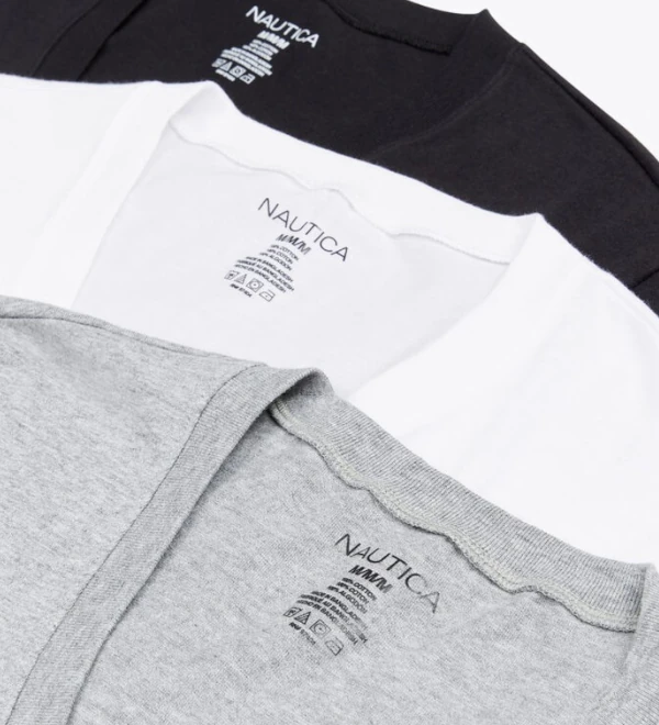 Camisetas cuello en V Náutica para hombre. Paquete de 3