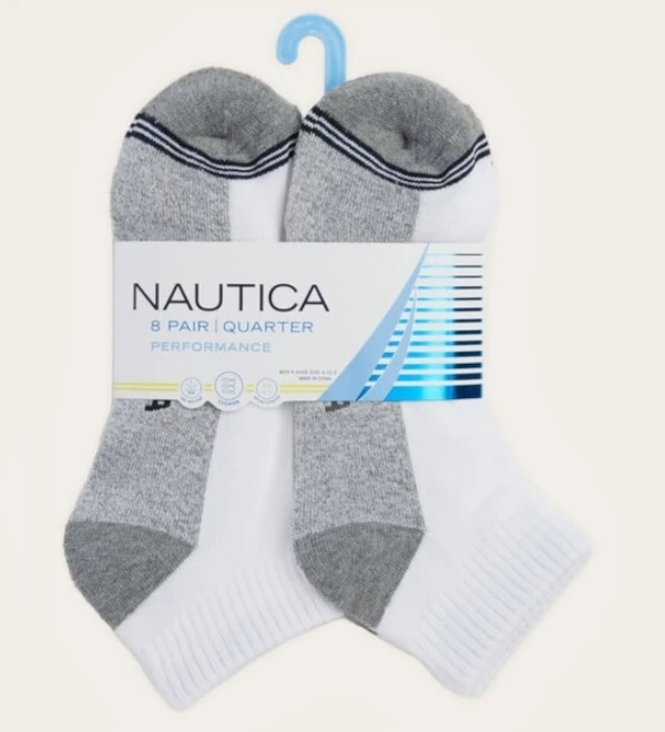 Medias Deportivas Náutica Athletic Core Quarter. Paquete de 8 pares