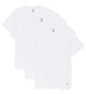 Camiseta cuello V blanca Náutica. Algodón 100%. Paquete por 3.